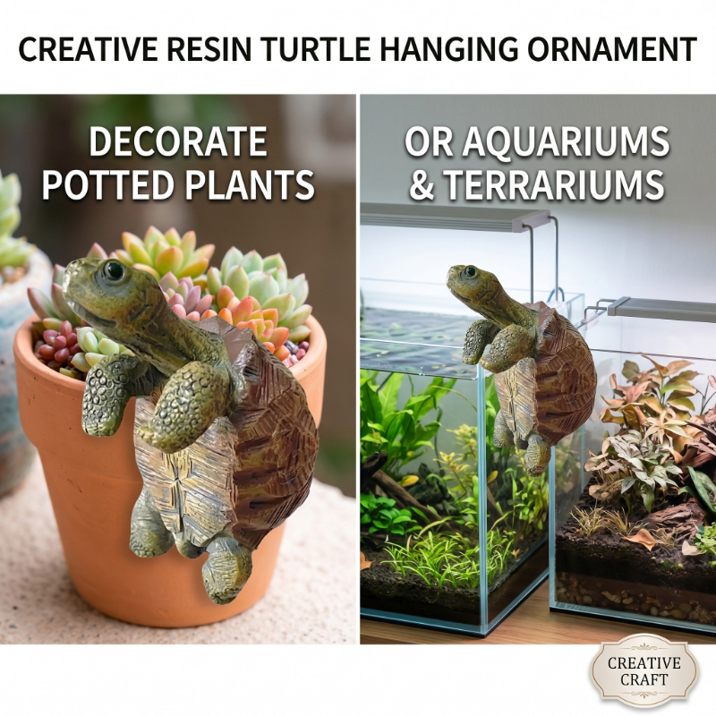 Aquarium Plant Display - Fishing Turtle Hanging Turtle Figurine for